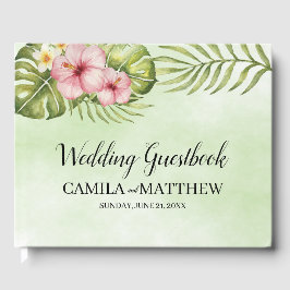 水彩ピンクの花 ゲストブック