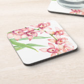 水彩ピンクの花 コースター (左側)