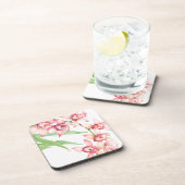 水彩ピンクの花 コースター (右側)