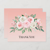 水彩ピンクの花 サンキューカード (正面/裏面)