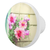 水彩ピンクの花 セラミックノブ (右)