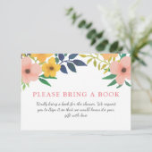 水彩ピンクの花 | ベビーシャワー 本を持ってこよう 招待状 (スタンド正面)