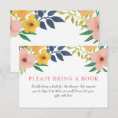 水彩ピンクの花 | ベビーシャワー 本を持ってこよう 招待状 (正面/裏面)