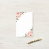 水彩ピンクの花 ポストイット (デスク上)