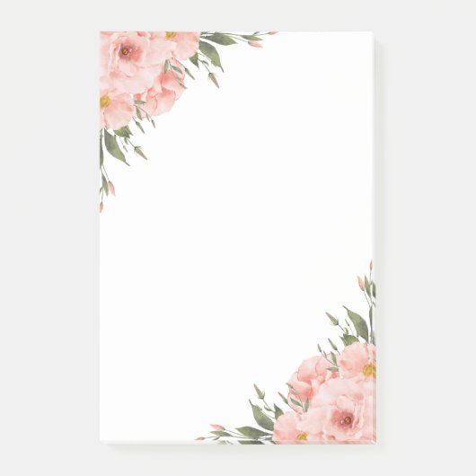 水彩ピンクの花 ポストイット (正面)