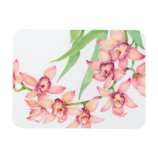 水彩ピンクの花 マグネット (横)