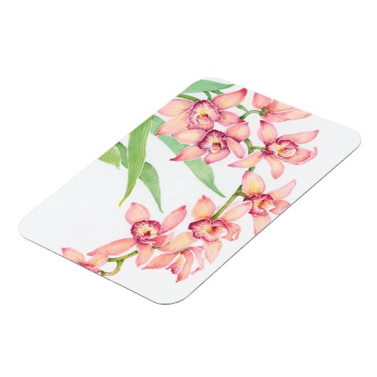 水彩ピンクの花 マグネット (左側)