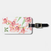 水彩ピンクの花 ラゲッジタグ (正面横)