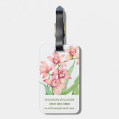 水彩ピンクの花 ラゲッジタグ (裏面縦)