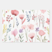 水彩ピンクの花 ラッピングペーパーシート (正面3)