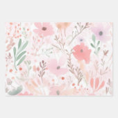 水彩ピンクの花 ラッピングペーパーシート (正面2)