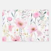 水彩ピンクの花 ラッピングペーパーシート (正面)