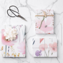 水彩ピンクの花