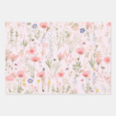 水彩ピンクの花 ラッピングペーパーシート (正面3)
