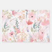 水彩ピンクの花 ラッピングペーパーシート (正面2)