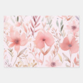 水彩ピンクの花 ラッピングペーパーシート (正面)