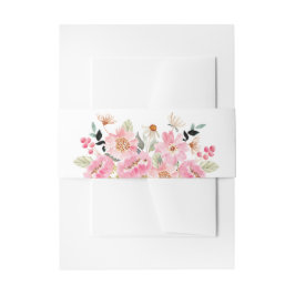 水彩ピンクの花 招待状ベリーバンド