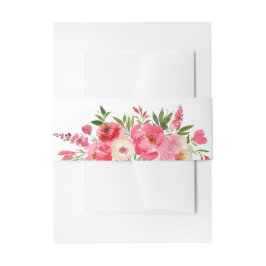 水彩ピンクの花 招待状ベリーバンド