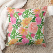 水彩ピンクの花（白背景） クッション (ブランケット)