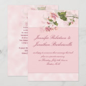 水彩ピンクの花　結婚式の披露宴後 招待状 (正面/裏面)