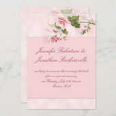 水彩ピンクの花 結婚式後の披露宴 招待状 (正面/裏面)