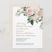 水彩ピンクの花 50周年結婚記念日 招待状 (正面/裏面)