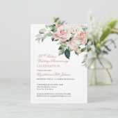 水彩ピンクの花 50周年結婚記念日 招待状 (スタンド正面)
