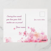 水彩ピンクの花mother day wish 箔シーズンポストカード (裏面)