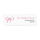 水彩ピンクの蝶ネクタイ ラベル (正面)