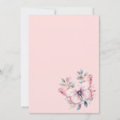 水彩ピンクの蝶 1歳の誕生日 蝶 招待状 (裏面)