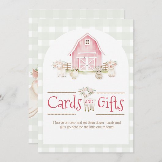 水彩ピンクの農業動物ベビーシャワーギフトサイン (正面/裏面)