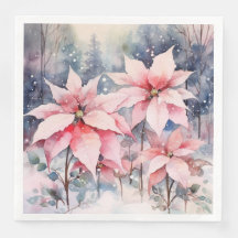 水彩ピンクの雪のポインセチア花