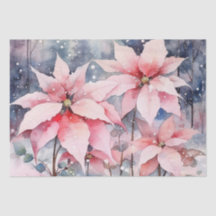水彩ピンクの雪のポインセチア花