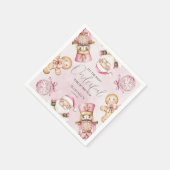 水彩ピンクの雪1st誕生日クリスマス スタンダードカクテルナプキン (角)