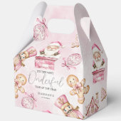 水彩ピンクの雪1st誕生日クリスマス フェイバーボックス (正面)