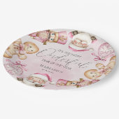 水彩ピンクの雪1st誕生日クリスマス ペーパープレート (アングル)