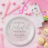 水彩ピンクの雪1st誕生日クリスマス ペーパープレート (パーティー)