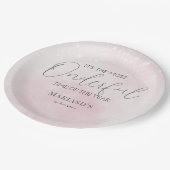 水彩ピンクの雪1st誕生日クリスマス ペーパープレート (アングル)