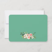 水彩ピンクの頬染め フローラル エレガント ネオミント 出欠カード (裏面)