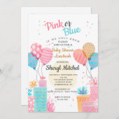 水彩ピンクまたはブルーベビーシャワー招待状 招待状 (正面/裏面)