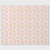 水彩ピンクアイスクリームパーソナライズされた誕生日 ラッピングペーパー (フラット)