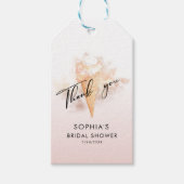 水彩ピンクアイスクリームブライダルシャワーウィズギ ギフトタグ (正面)