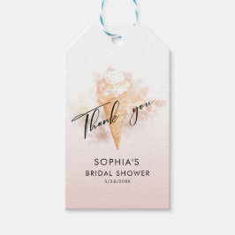 水彩ピンクアイスクリームブライダルシャワーウィズギ ギフトタグ