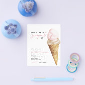 水彩ピンクアイスクリームブライダルシャワー招待 チラシ (シングル)