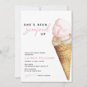 水彩ピンクアイスクリームブライダルシャワー招待 招待状 (正面)