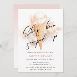 水彩ピンクアイスクリームブライダルシャワー 招待状