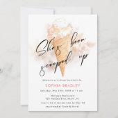 水彩ピンクアイスクリームブライダルシャワー 招待状 (正面)