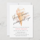 水彩ピンクアイスクリームブライダルシャワー 招待状 (正面)