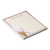 水彩ピンクアイスクリーム文具パーソナライズされた具 ノートパッド (アングル)