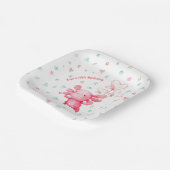 水彩ピンクアクソロトルおもしろい子供の誕生日パーティー ペーパープレート (傾斜あり)